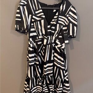 Karl Lagerfeld Black & White Striped Midi Dress